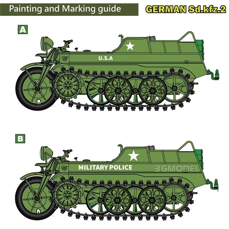 Freedom Assembly Model Kit Deutsches Sdkfz.2 Half Track Armored Vehicle 1/16 - Bild 3