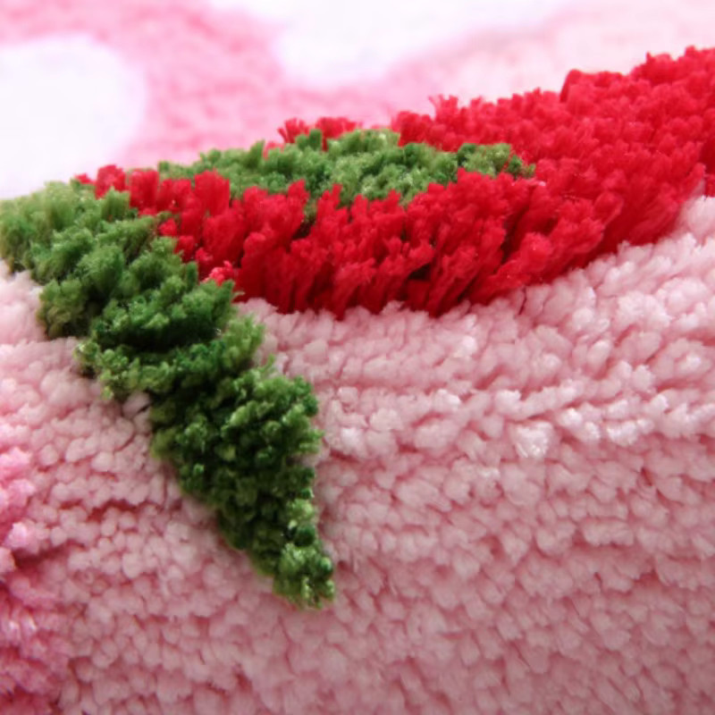 Inyahome Badezimmerteppich Erdbeerblume in Rosa, rutschfeste Badematte, maschinenwaschbar - Bild 3