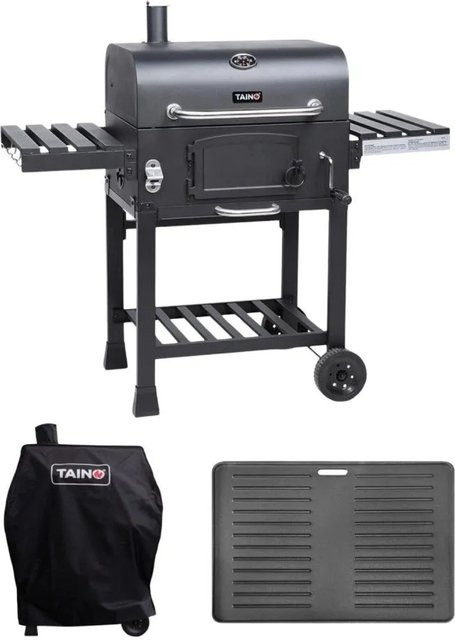 Taino Hero XL Holzkohlegrill Set als BBQ Grillwagen und Smoker in Schwarz mit Edelstahl-Komponenten - Bild 1