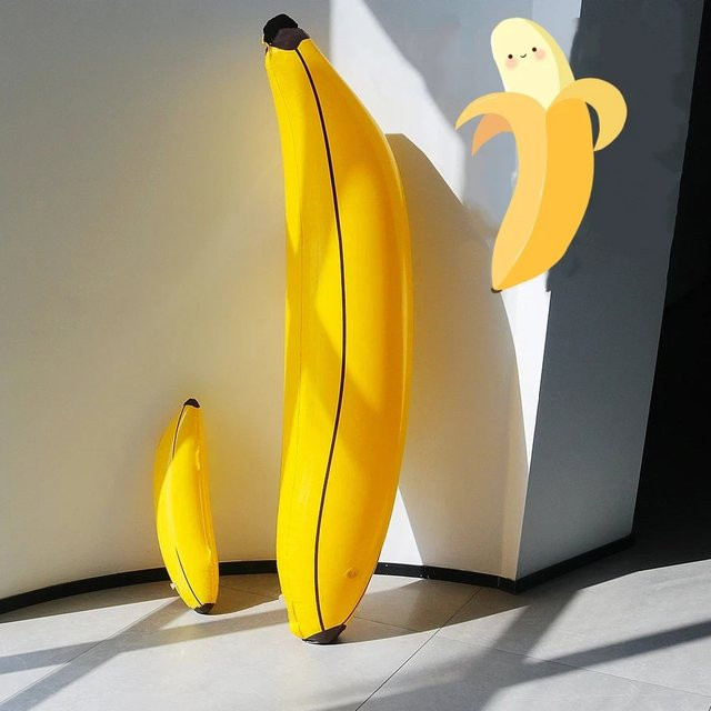 Wonflex Aufblasbare Bananen-Requisiten, Künstliches Obst-Spielzeug, 2-teiliges Set - Bild 1