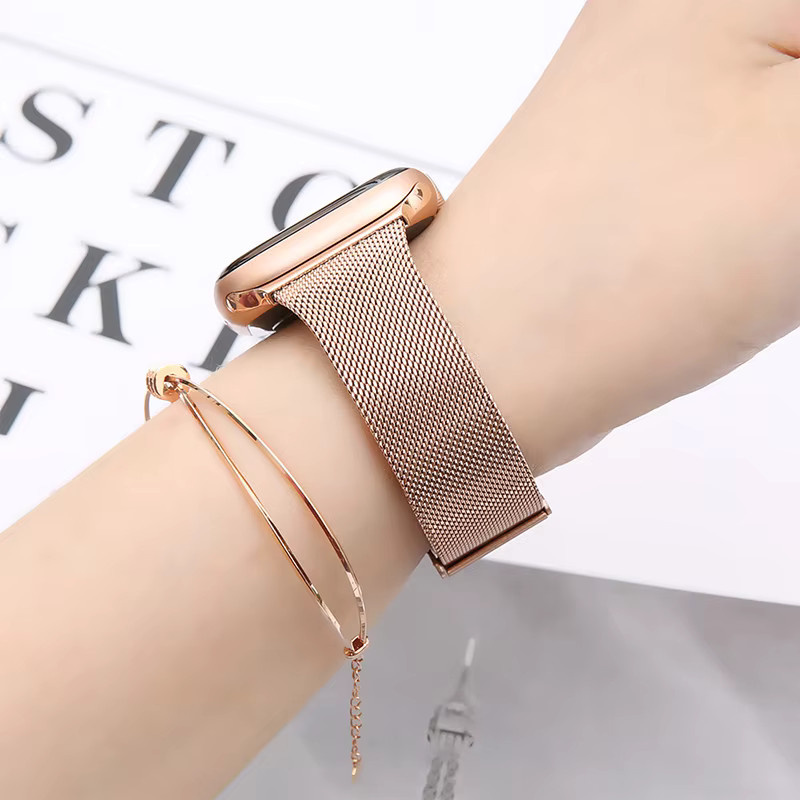 JBAILI Uhrenarmband Milanese Loop, Roségold, Unisex - Bild 2