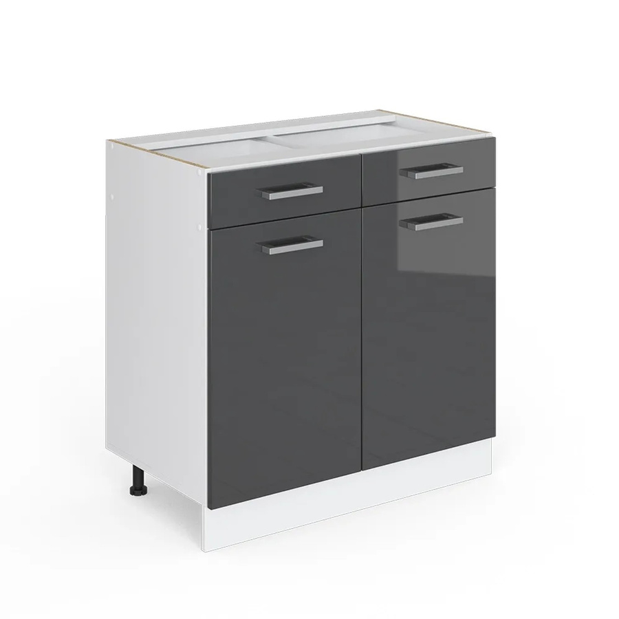 Vicco Küchenunterschrank R-Line in Anthrazit Hochglanz und Weiß, B/T/H: 80 x 46 x 81,6 cm - Bild 2