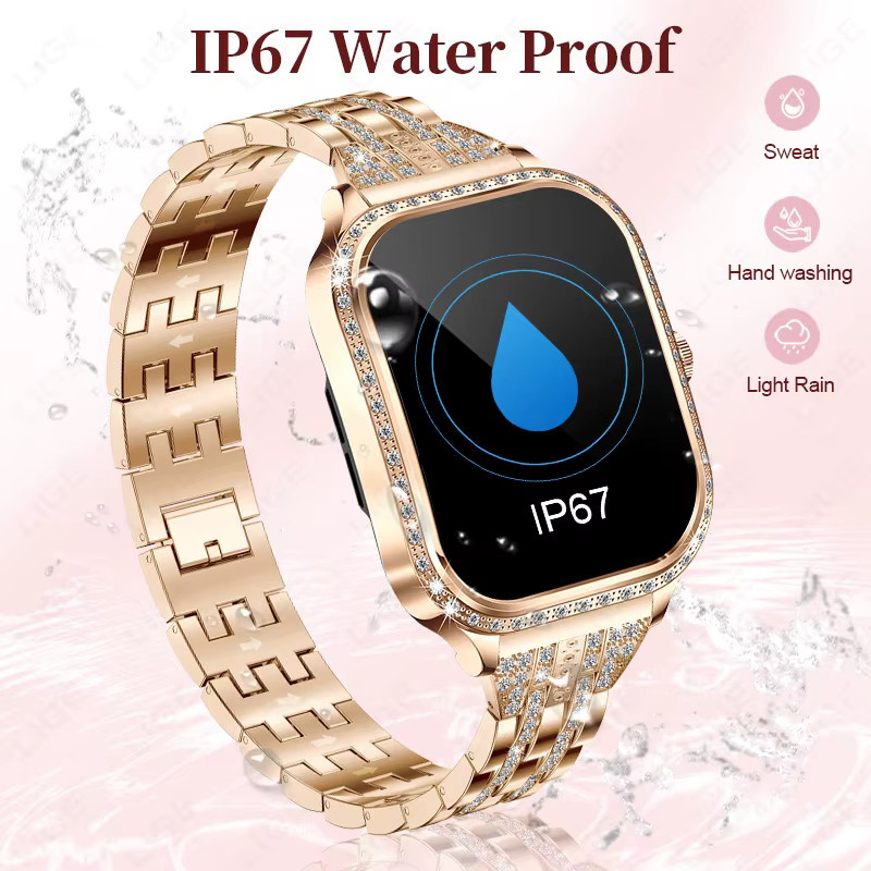 LIGE Smartwatch, Damen, Roségold, Edelstahl, 1,75 Zoll, Pink - Bild 4