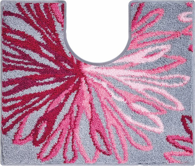 WC-Vorlage ART mit floralem Design in Pink, Grau und Rot, rutschfest und pflegeleicht - Bild 1