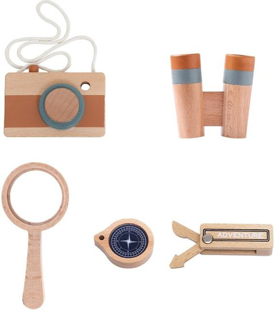 Topmix Montessori Abenteuer-Set, Holz-Teleskop Kompass, Spielzeug-Set - Bild 1