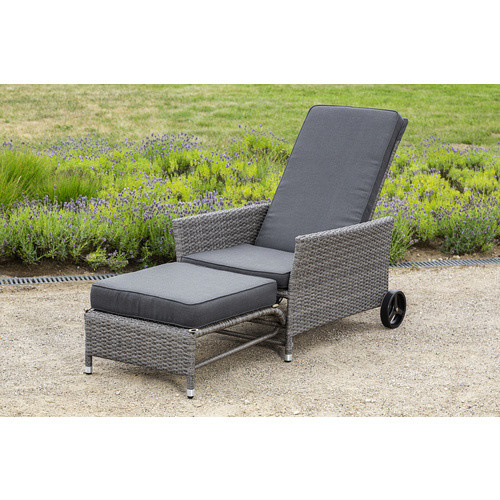 Merxx Gartenliege aus Stahl mit Auflage in Grau, B/T/H: 175 x 68 x 105 cm - Bild 3