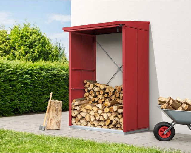 Ecostar Kaminholzregal Elegant-V aus Metall in Purpurrot, B/H/T: 112,7 x 198 x 102,5 cm - Bild 1
