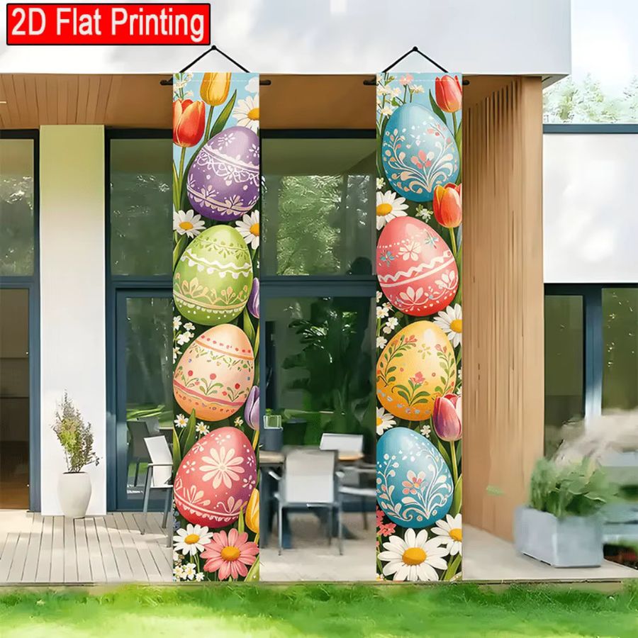 VIKAMA 2D flaches Couplet-Banner für Ostern und Frühling zur Wanddekoration in Haus, Garten oder Veranda, B/H: 30 x 180 cm - Bild 2