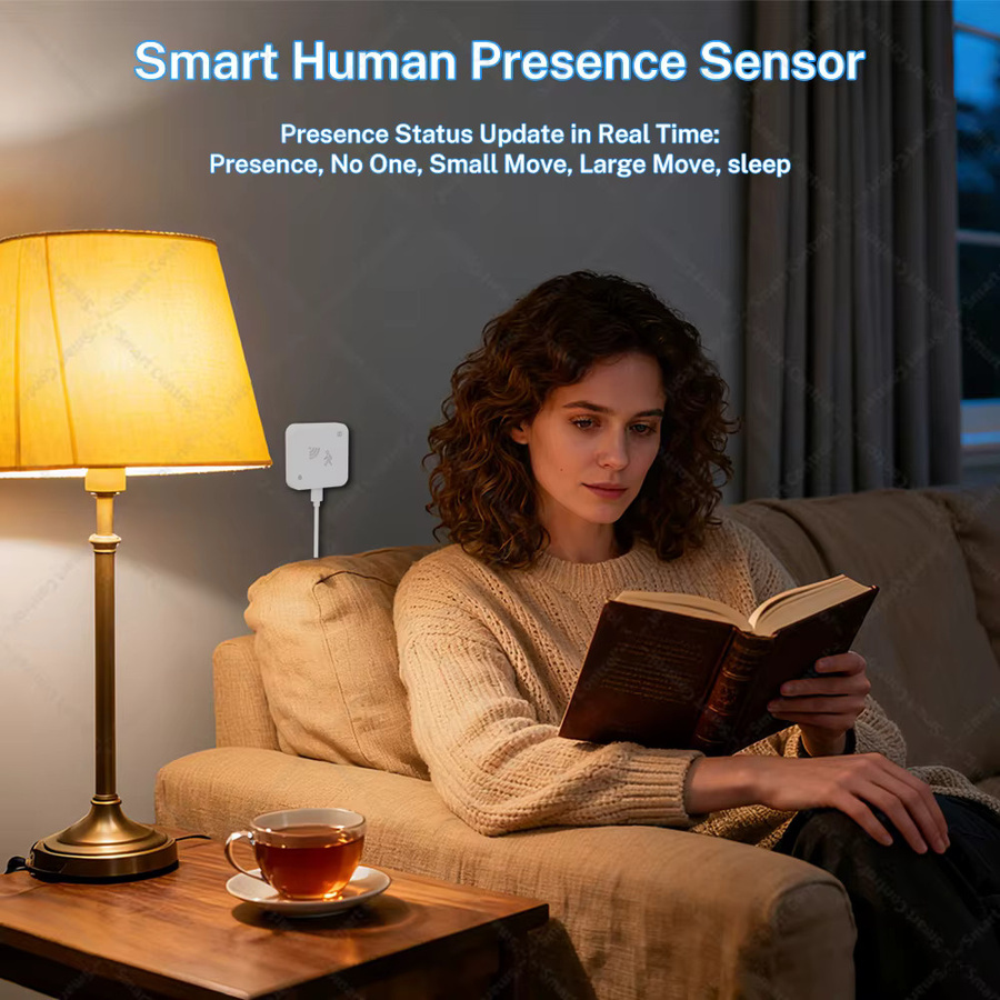 Tuya Zigbee WiFi Anwesenheitssensor mit 24GHz mmWave Radar-Detektor in Weiß für Smart Home Sicherheitsschutz und APP-Steuerung - Bild 2
