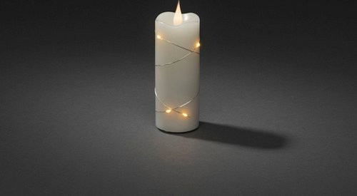 Konstsmide LED-Echtwachskerze mit Flicker-Effekt und Timer in Weiss, Höhe: 12,7 cm - Bild 3