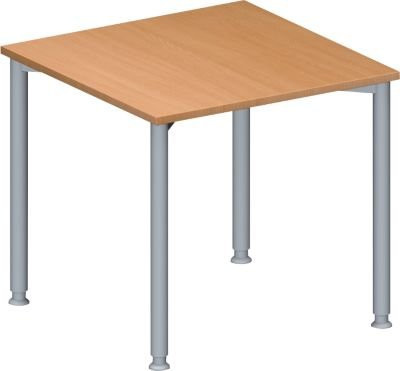 Schäfer Shop Genius Konferenztisch MODENA FLEX, quadratisch, Buche und Weißaluminium, B/T/H: 80 x 80 x 72-84 cm - Bild 1