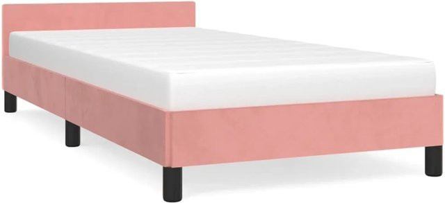 vidaXL Bettgestell mit Kopfteil aus Samt in Rosa - Bild 1