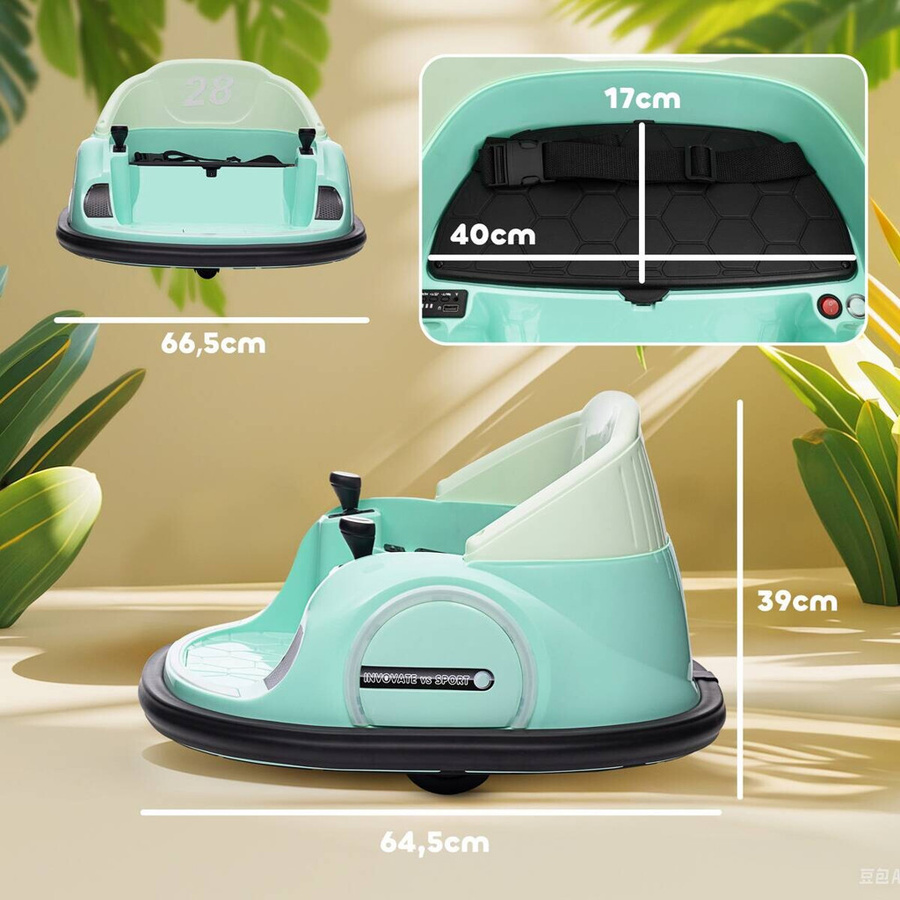 AIYAPLAY Kinder Autoscooter Elektro Bumper mit Licht und Sound Grün - Bild 3