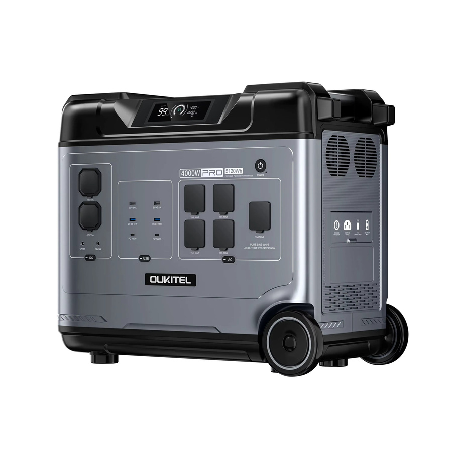 OUKITEL Tragbare Powerstation 5120Wh LiFePO4 Akku mit 4000W Solargenerator in Schwarz und Grau für Camping, Wohnmobile und Notfall-Heim-Backup - Bild 5