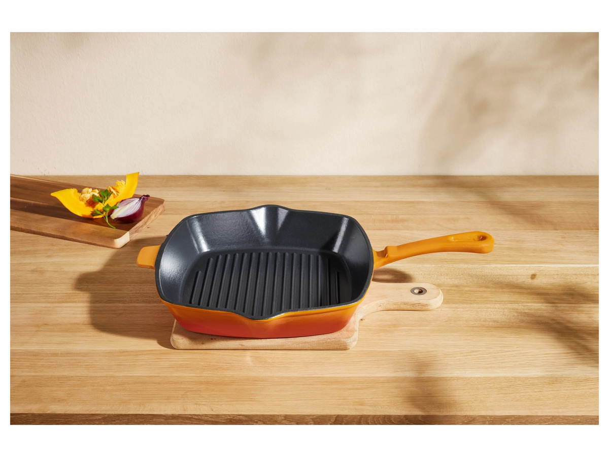 SILVERCREST Premium-Gusseisen-Grillpfanne, Farbe: Orange, Durchmesser: 24 cm - Bild 3