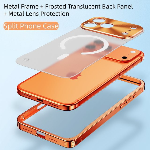 BeisFun MagSafe Telefonhülle mit Metalllegierungsrahmen für iPhone 17, 16, 15, 14, 13 Pro Max Plus, magnetische Stoßstange, matt und transparent in Lila - Bild 1