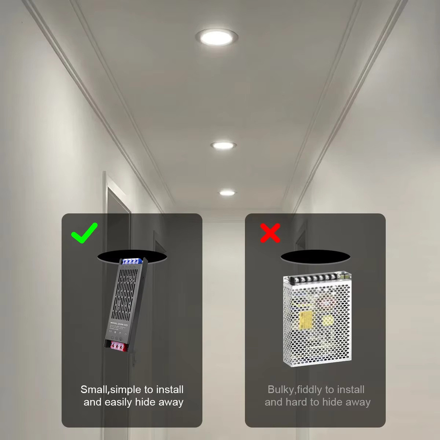 Ultradünner LED-Streifentransformator mit Aluminiumgehäuse als Netzteil für AC110V/220V zu DC12V/24V mit 60W - Bild 5