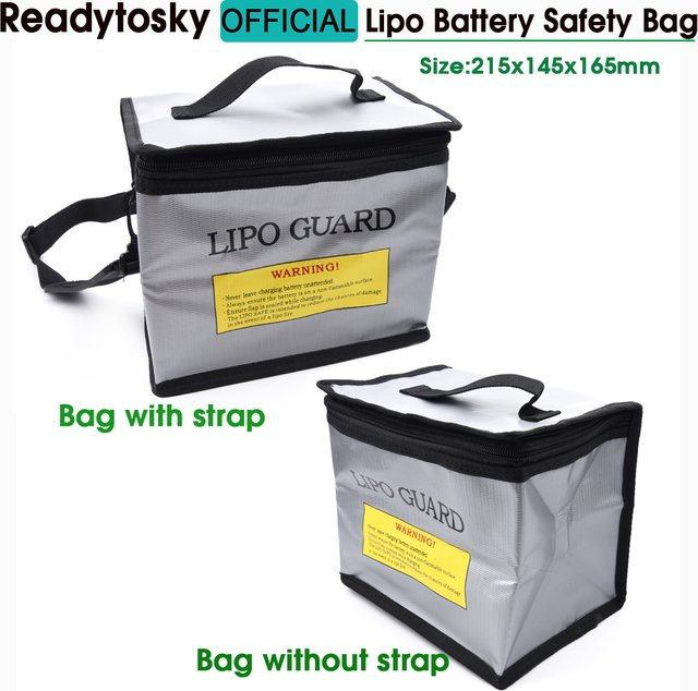 Readytosky Lipo-Akku-Sicherheitstasche in Grau, feuerfest und explosionsgeschützt für RC-Drohnenbatterien, B/T/H: 215 x 145 x 165 mm - Bild 1