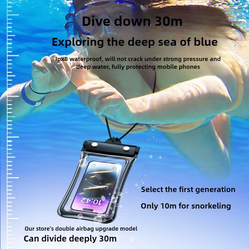 Wasserdichte Handyhülle PKFC als universelle Unterwasser-Trockentasche für iPhone, Huawei, Xiaomi und Samsung in Blau und Transparent - Bild 6