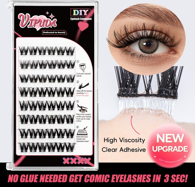 Vipuda YF-02 Selbstklebende Cluster-Wimpern, natürlich, Unisex - Bild 1
