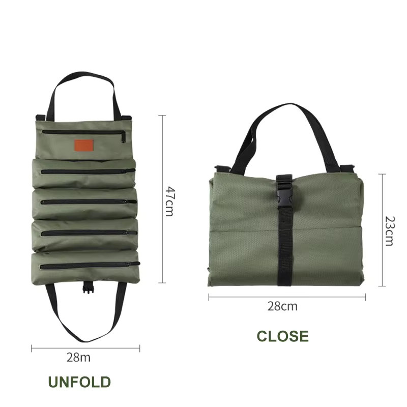Mehrzweck Roll-Up Werkzeugtasche als abriebfester und wasserdichter Organizer für dein Handwerkzeug-Set in Schwarz oder Grün, B/T/H: 47,0 x 28,0 x 4,0 cm - Bild 6