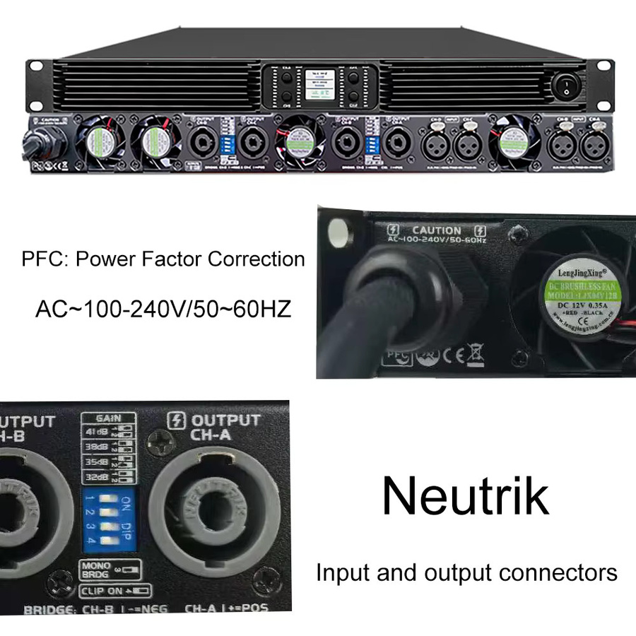 Shenndare 4-Kanal Audio-Leistungsverstärker Klasse D in Schwarz für Subwoofer und Line Array Lautsprecher mit 4x2800W - Bild 4