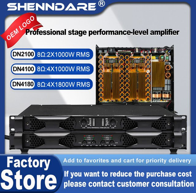 ShennDare DN4180 Professioneller digitaler 4-Kanal-Hochleistungsverstärker in Schwarz mit 4 x 1800 W - Bild 1