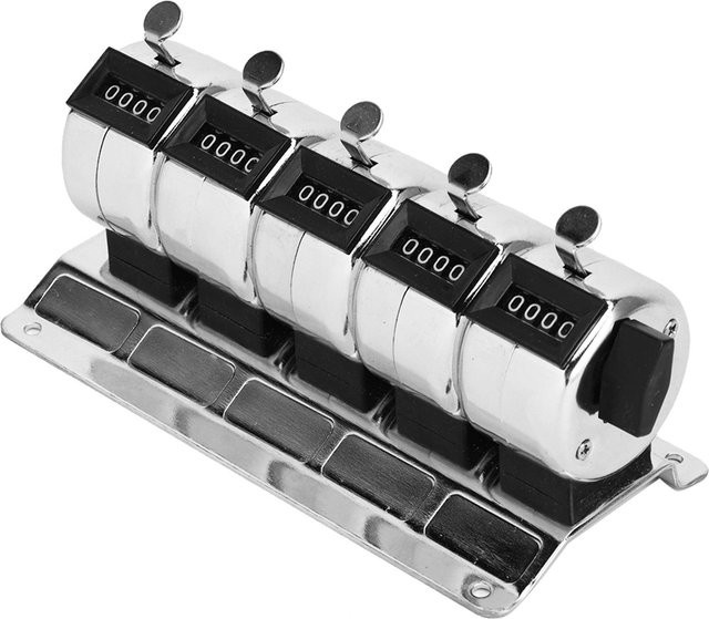 Mechanischer 4-stelliger Zähler aus Edelstahl in Schwarz und Silber für Strichlisten - Bild 1