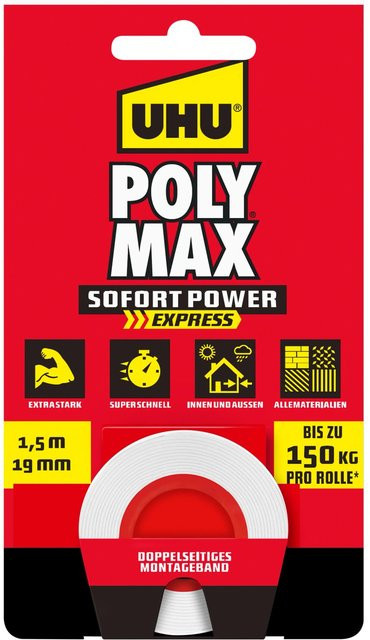 UHU Montageband Poly Max Weiß doppelseitig 1,5 m - Bild 1
