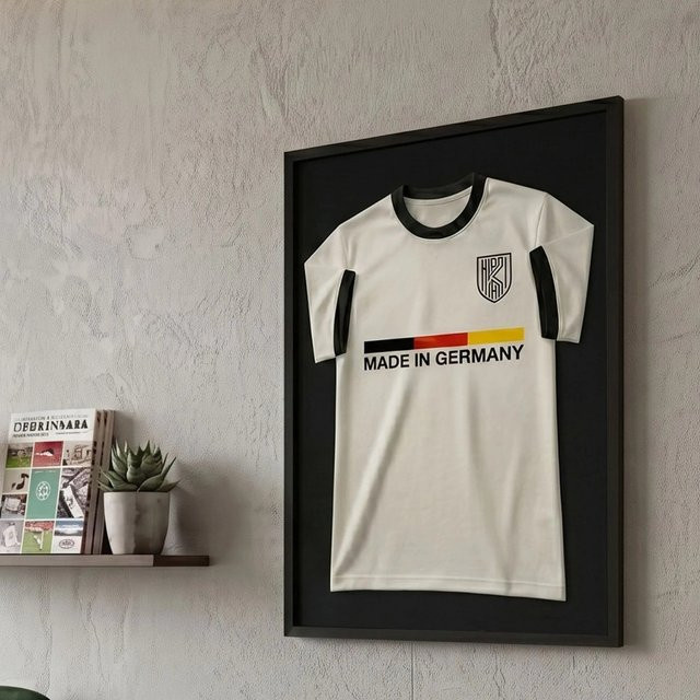 K-Möbel Echtholz Trikot Rahmen Schwarz für Kindertrikots und Fan Shirts, Breite: 50 cm, Höhe: 70 cm - Bild 1
