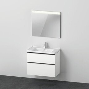 Duravit D-Neo Möbel-Set mit Waschtisch-Unterbau und Universal Licht Spiegel in Weiß Matt, Breite: 80 cm - Bild 1
