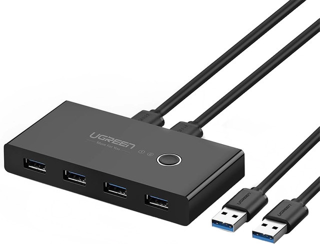 UGREEN USB-Switch US216 Two Sharing Box mit 4 x USB-A 3.0, Schwarz - Bild 1
