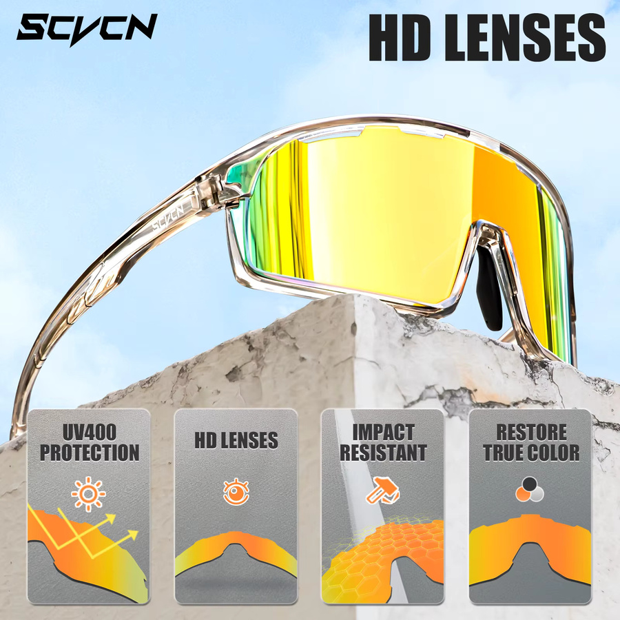 Scvcn Sonnenbrille Herren, Vollrand, Kunststoff, UV400 - Bild 4