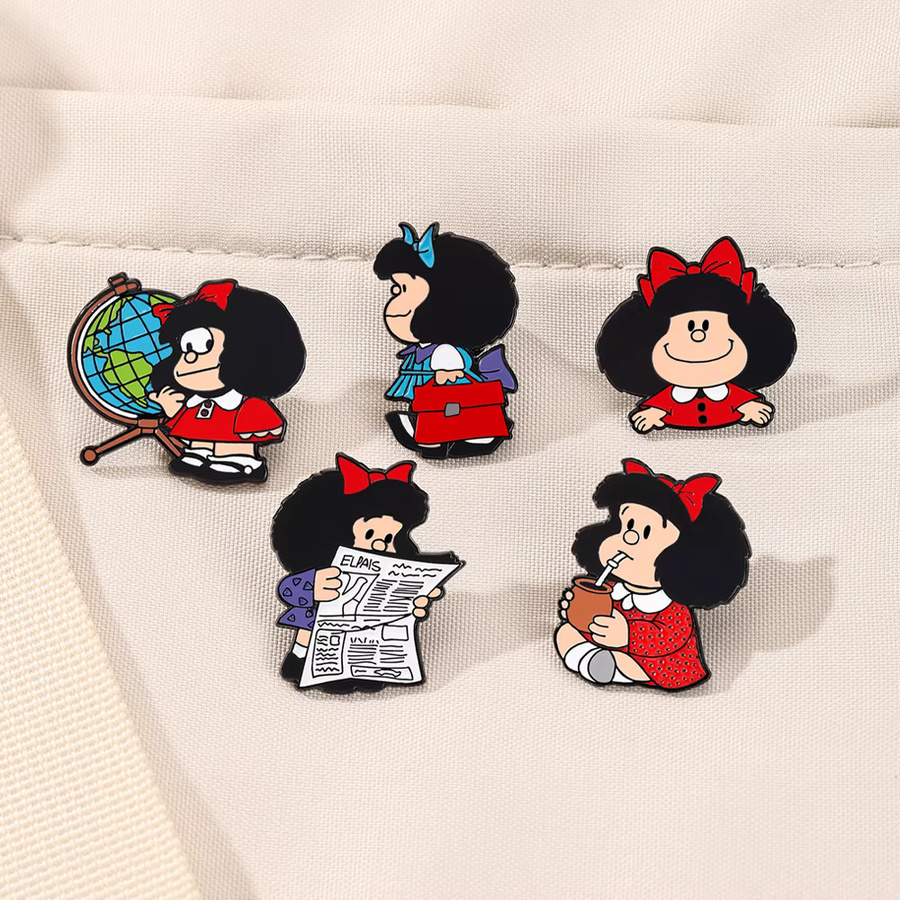 Potdemiel Emaille-Pin, Mafalda, 5 Stück - Bild 2