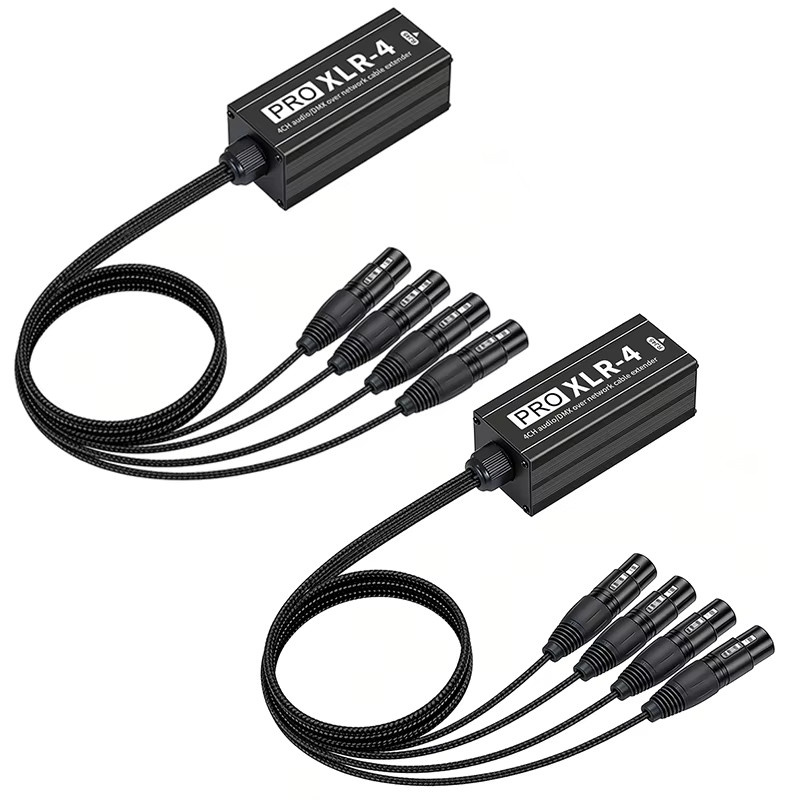TITAK 4-Kanal XLR auf RJ45 Adapter Multicore-Converter für Mikrofon und Mischpult, Schwarz - Bild 4