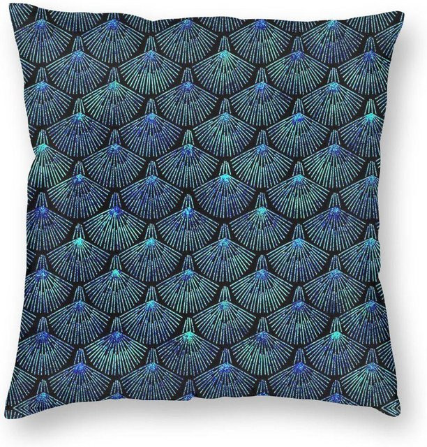 Green Harvest Quadratischer Kissenbezug mit Pfauen-Print aus Polyester und Leinen, Mehrfarbig, B/B/H: 18 x 18 x 18 cm - Bild 1