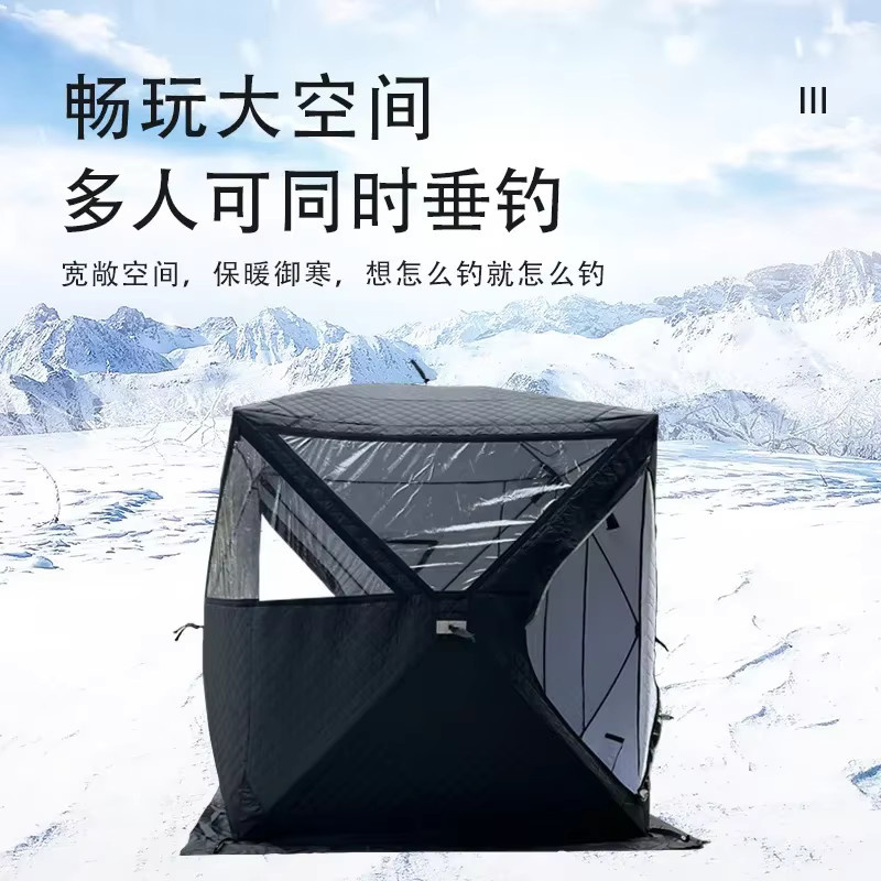 Tragbare 4-Saison-Saunazelt für 3-4 Personen in Schwarz mit Schornstein und großem Fenster für Outdoor und Winter - Bild 3
