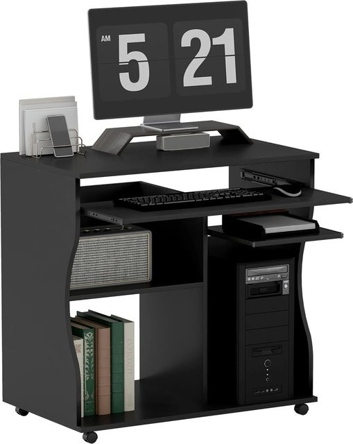 HOMCOM Computertisch in Schwarz aus Spanplatte und Kunststoff, B/T/H: 80 x 48 x 75 cm - Bild 1