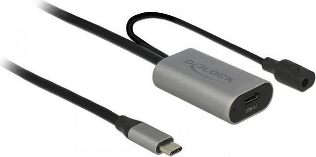 DeLOCK USB-C Verlängerungskabel USB 3.1 Gen 1 mit USB-C Stecker und USB-C Buchse, 5,0 m, Grau/Schwarz (85392) - Bild 1
