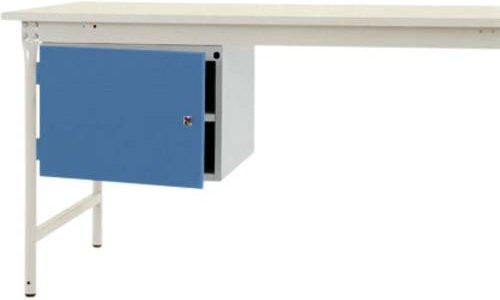 BASI Gehäuse-Unterbau stationär ZB4704.5007 in Blau/Mehrfarbig mit 1 Tür und Einlegeboden, Nutzhöhe: 300 mm, für Tischtiefe: 800 mm - Bild 1