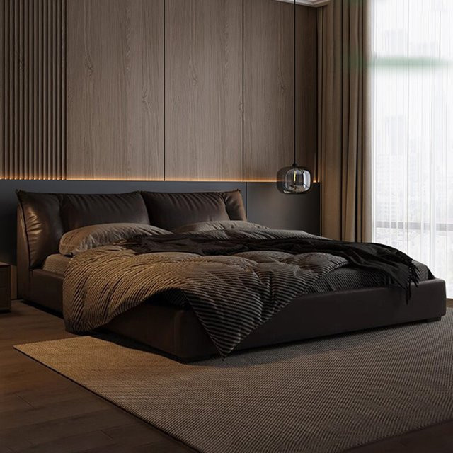 DUTRIEUX King-Size-Luxusbett aus Leder in Schwarz, gepolstertes Doppelbett für das Schlafzimmer, B/T: 180 x 200 cm - Bild 1