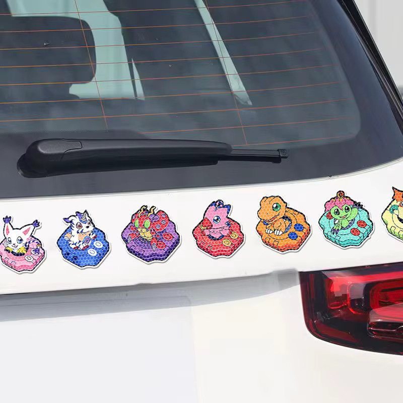 Bandai Digimon Anime Cartoon Kreative Reflektierende Aufkleber für Elektroroller, Dekorative Motorrad Kratzfeste Wasserdichte Aufkleber - Bild 2