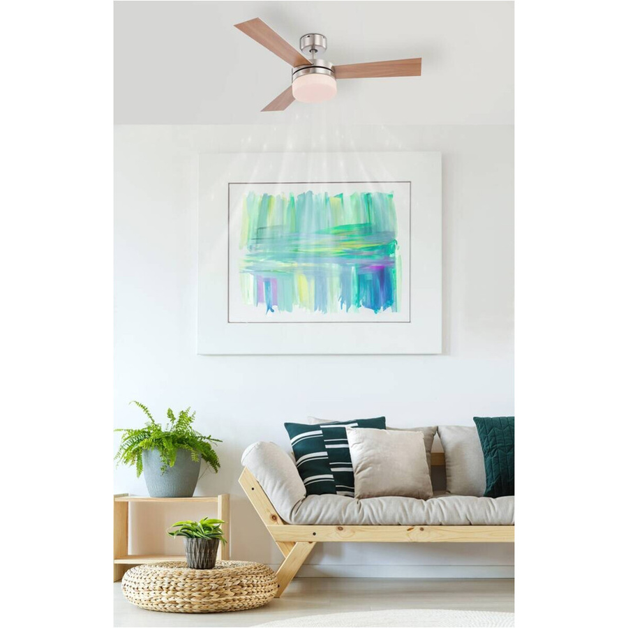 GLOBO Deckenventilator in Nickel mit Opalglas und Fernbedienung, H: 30,5 cm, Durchmesser: 105 cm - Bild 2