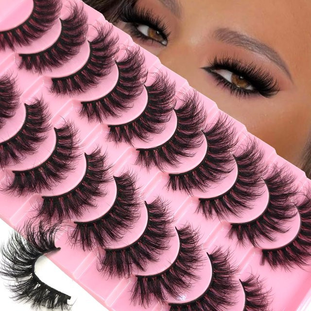 AMSDCN Künstliche Wimpern aus Nerz, 10 Paar, Handgefertigt - Bild 1