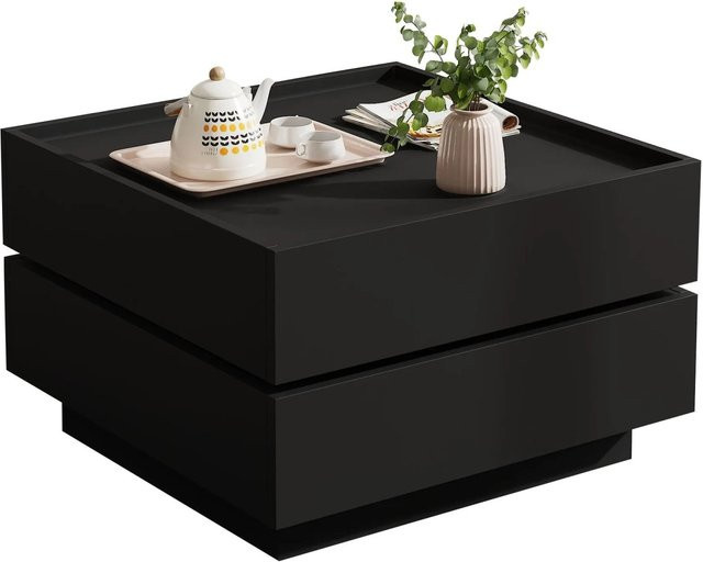 okwish Couchtisch mit Drehfunktion und Stauraum in Schwarz, B/T/H: 60 x 60 x 38 cm - Bild 1