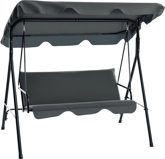 Outsunny Hollywoodschaukel aus Stahl und Polyester in Grau mit Sonnendach, B/T/H: 110 x 172 x 153 cm - Bild 1