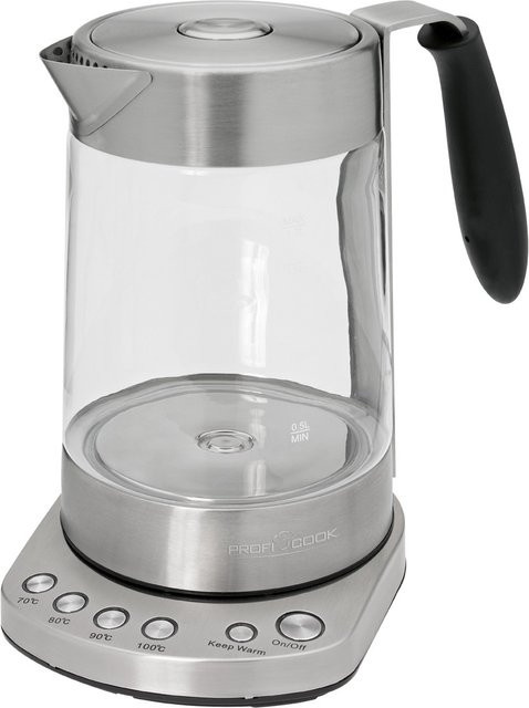 ProfiCook Tee- und Wasserkocher PC-WKS 1020 G aus Glas und Edelstahl in Silber - Bild 1