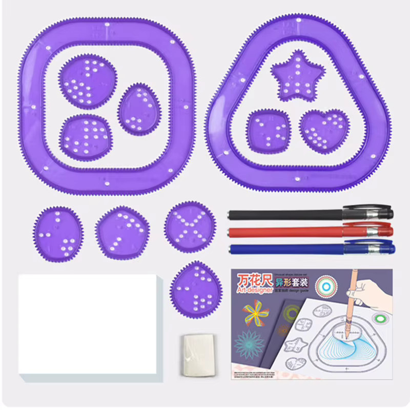 Multifunktionales Geometrisches Lineal Zeichen- und Malwerkzeug-Set aus Kunststoff in Bunt für Kinder ab 8 Jahren - Bild 3