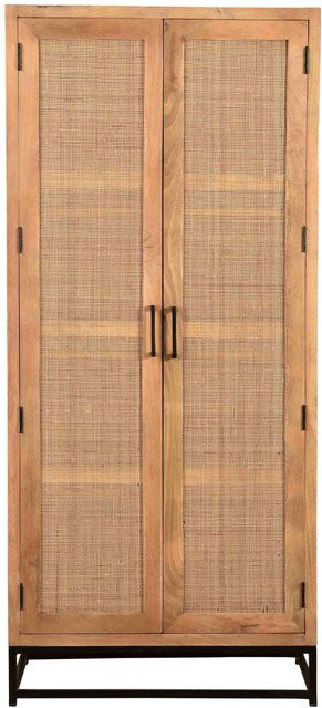 TPFLiving Garderobenschrank Milton in Mango mit Rattan-Front und schwarzem Metallgestell im Industrial Look - Bild 1