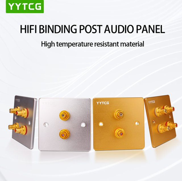 YYTCG Audio-Lautsprecher Anschluss Wandplatte mit 2 oder 4 Ports als Bananenstecker-Steckdose in Gold oder Silber für Surround-Sound ohne Löten - Bild 1